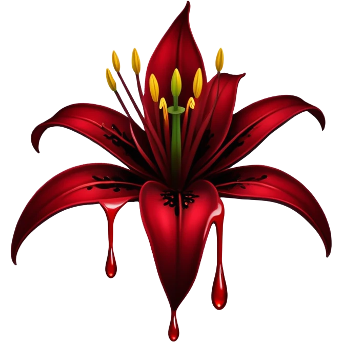 Black lily with blood drips emoji