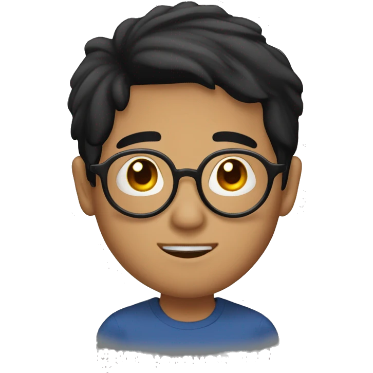 filipino guy, round glasses, nose ring and black hair middle part emoji