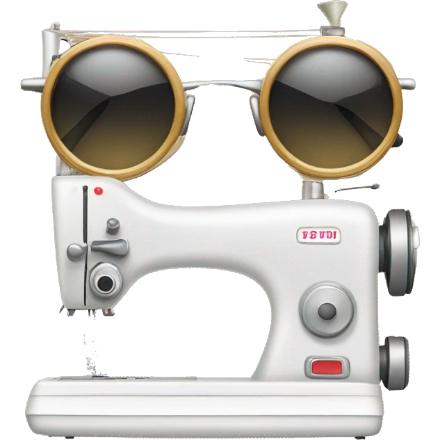 sewing machine with sunglasses emoji