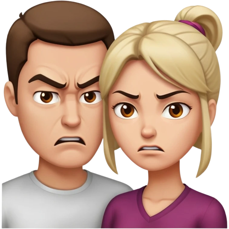 man and woman facing each other, angry expressions emoji