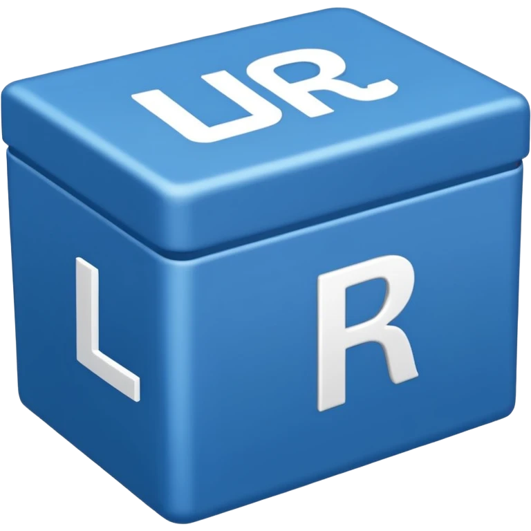 The letters LR in a blue box 2D emoji