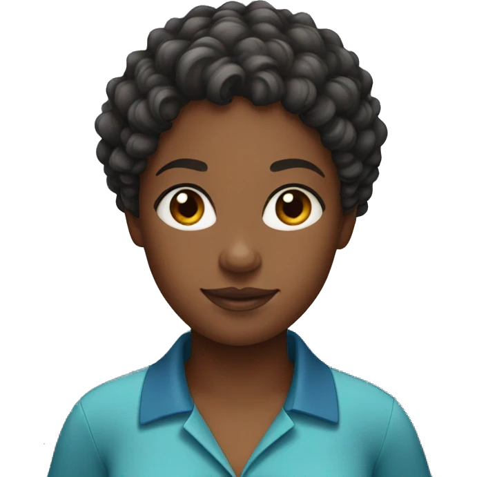 Black girl with short curly hair wearing a polo shirt emoji