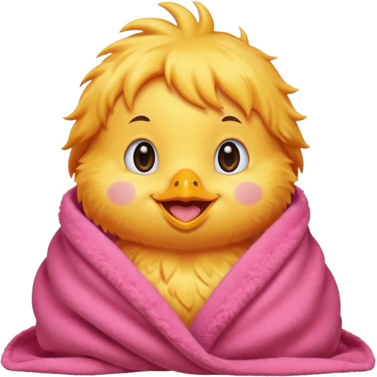 happy smile red chicks in pink blanket emoji