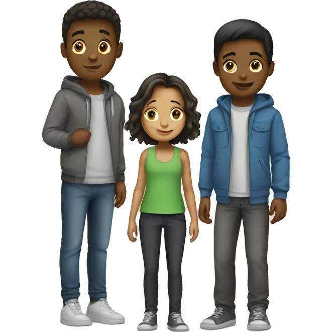 girl with boys in casual outfit emoji
