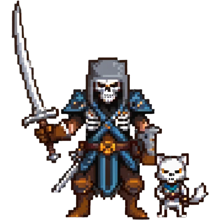 ninja skeleton with swords and a brown wolf emoji