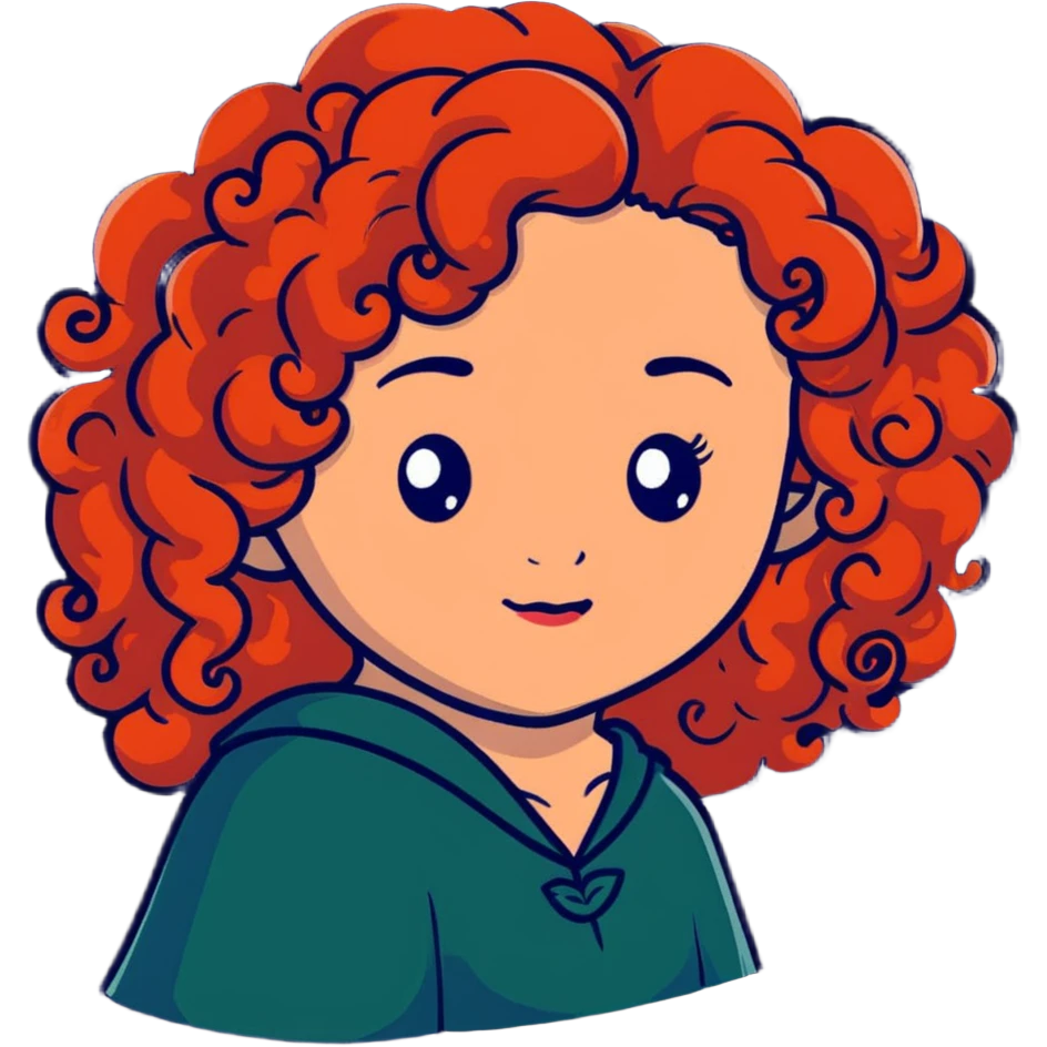 Merida from Brave with extremely long wild curly red hair and face completely covered with freckles emoji