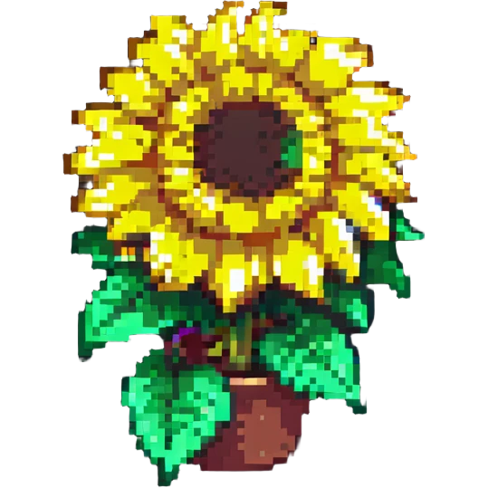 bright and cheerful sunflower in pixel art style emoji