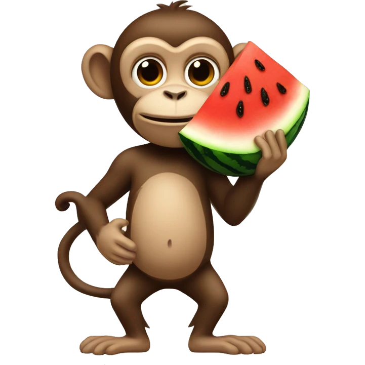 Monkey holding a piece of chicken and watermelon  emoji