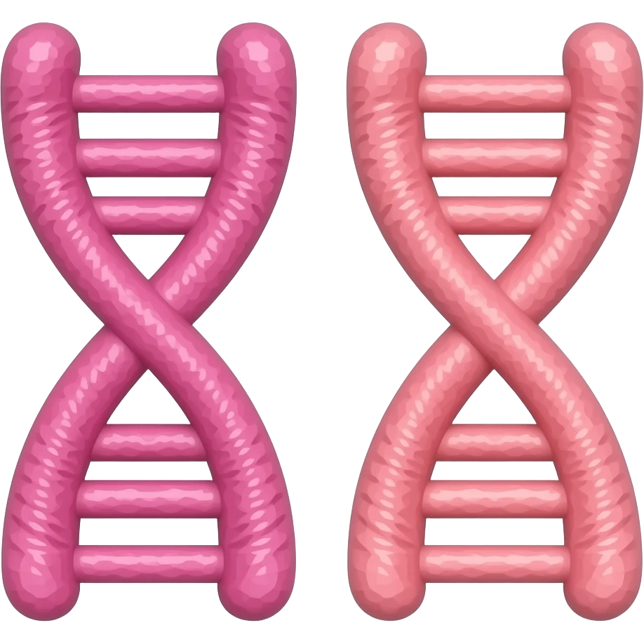pink chromosome on white background without connections as lines between arms just two arms of chromosome emoji