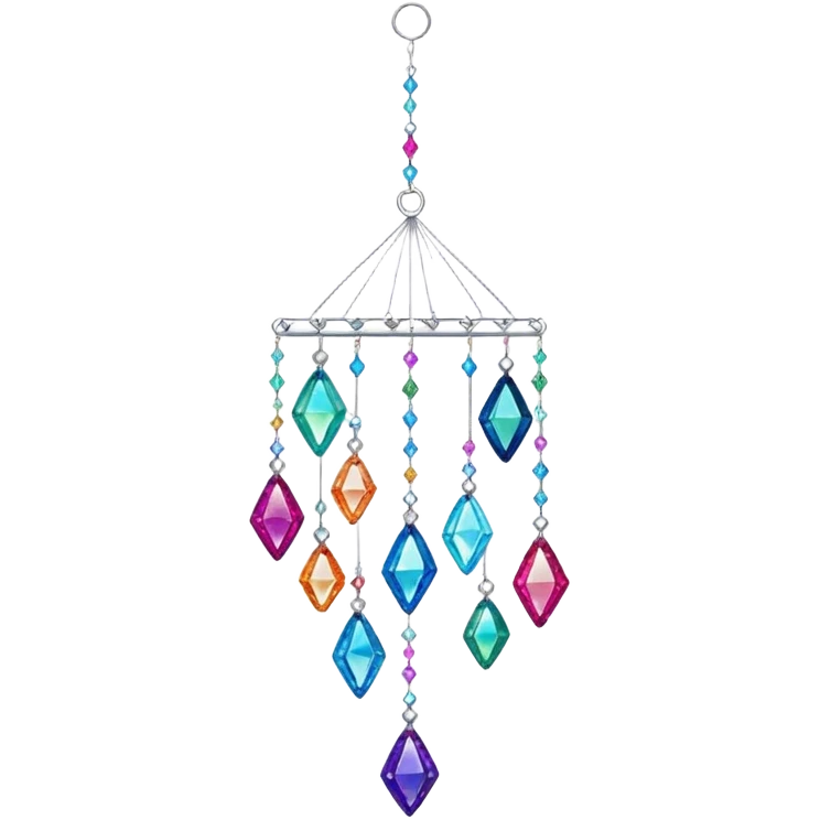 Hanging suncatcher, threads with shiny sparkly gemstones,  emoji