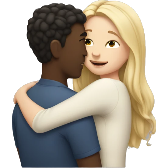 white girl with dark hairhugging light skin guy emoji