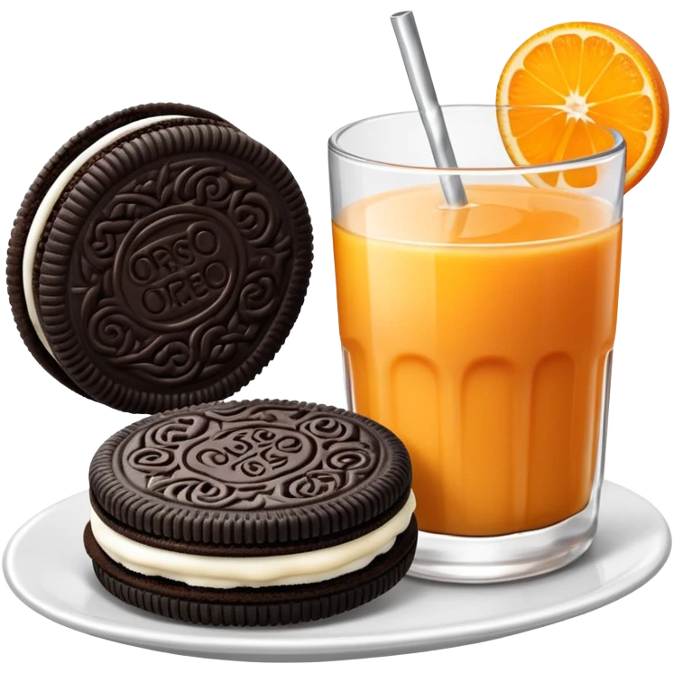 double stuffed Oreos with a glass of orange juice emoji