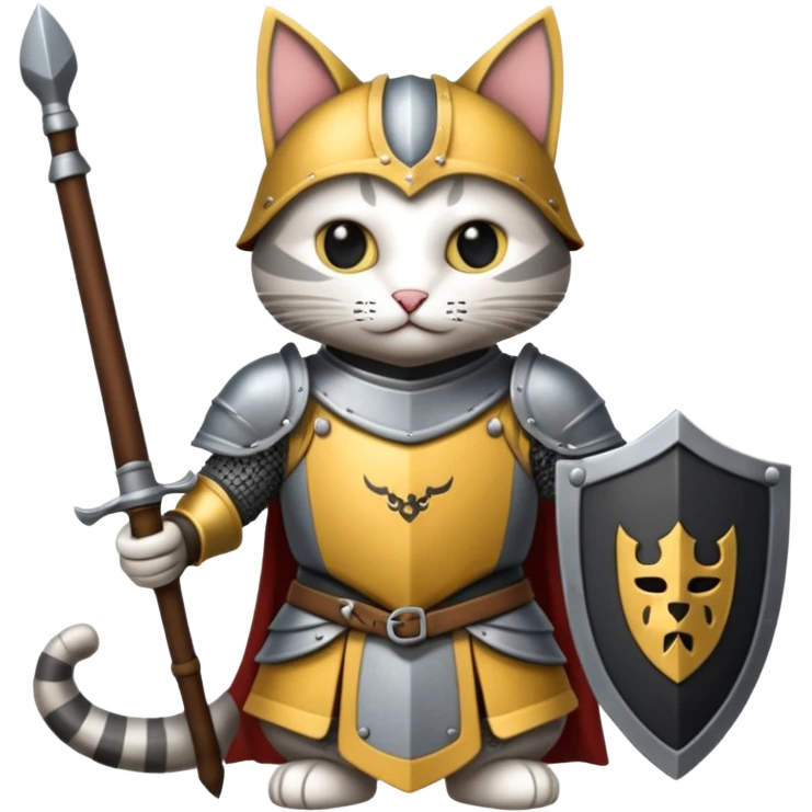 Crea un gato con armadura medieval emoji