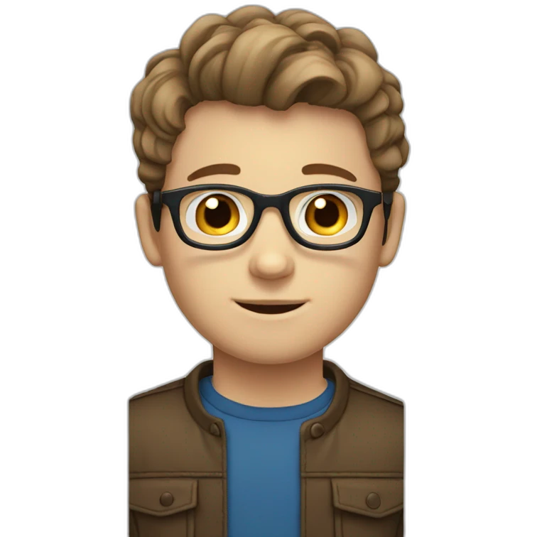 White boy brown hair blue eyes glasses emoji