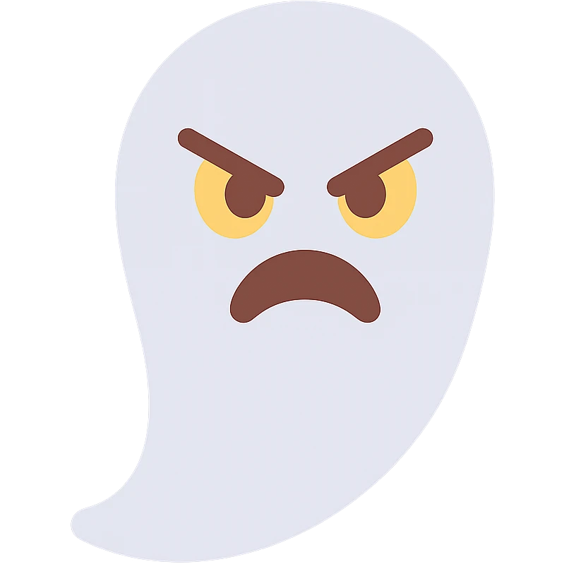 angry Casper ghost in colorful style emoji