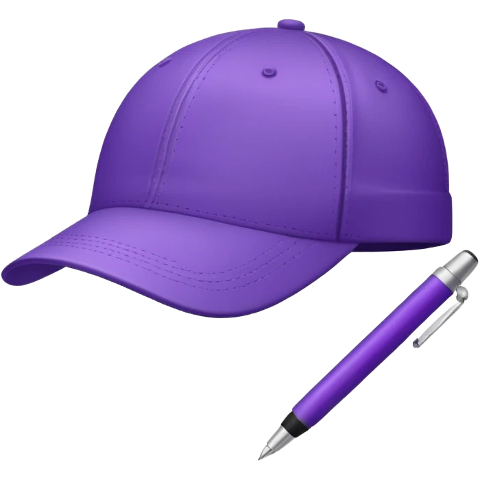 A plastic brown ball cap and the long rectangle purple. (With a pen) And looks like a BFDI style emoji