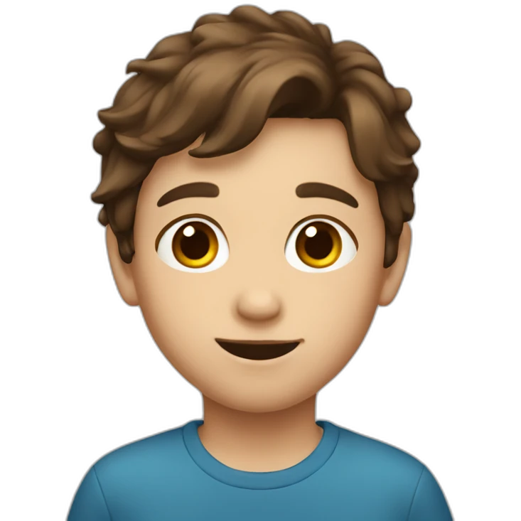 An 8 years old boy with brown hair emoji