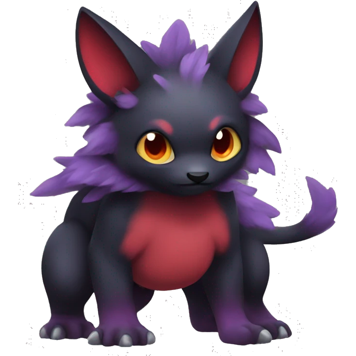 Cute cool dark black red purple animal hybrid Fakemon full body emoji