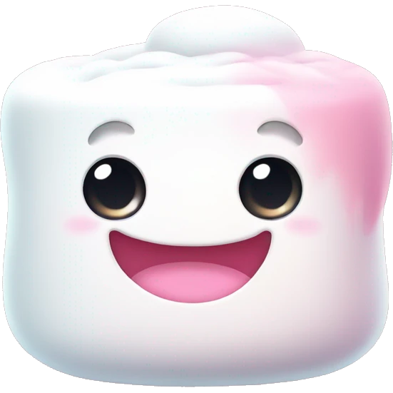 Kawaii  marshmallow with big cute eyes and smile, white and pink colors emoji