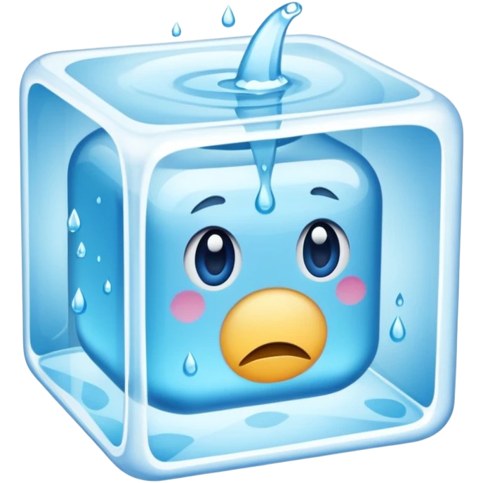 Quero que, com base nos emojis da apple, crie um emoji de um cubo de gelo derretendo emoji