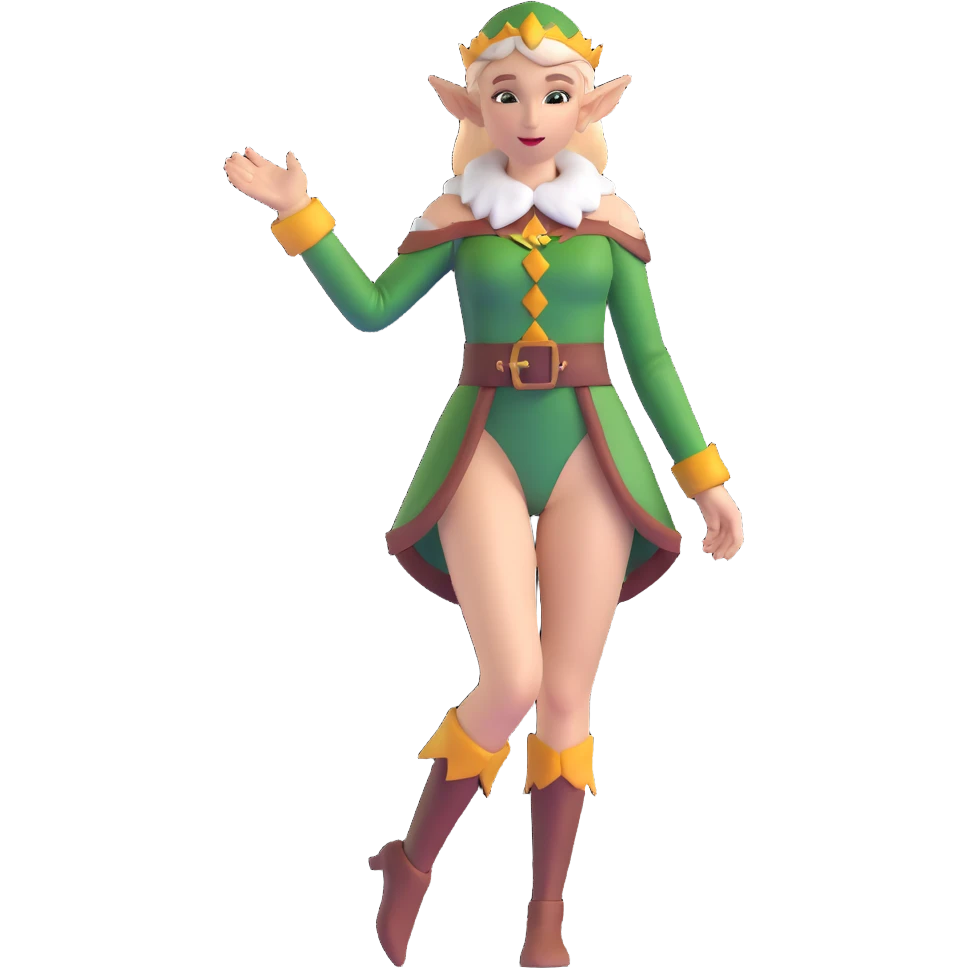 female elf portrait with body, elegant fantasy outfit emoji
