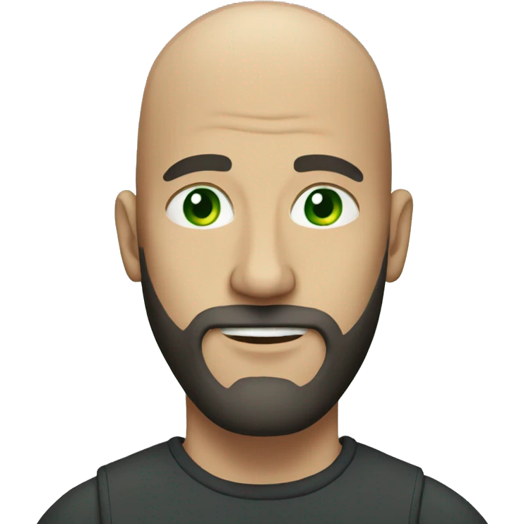 bald man with beard with green eyes emoji