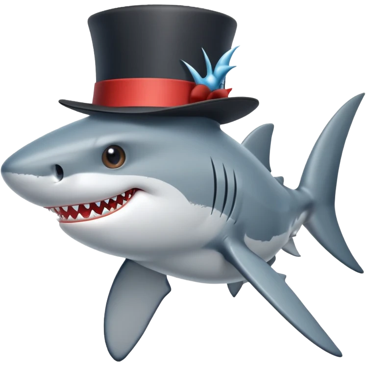 Shark with a top hat emoji