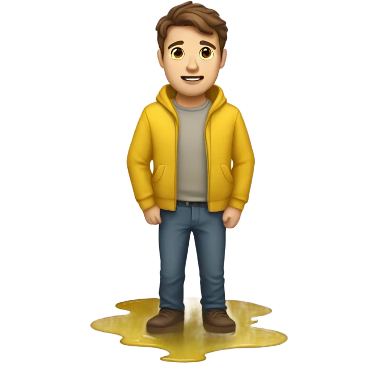 guy brown hair standing in a yellow puddle  emoji