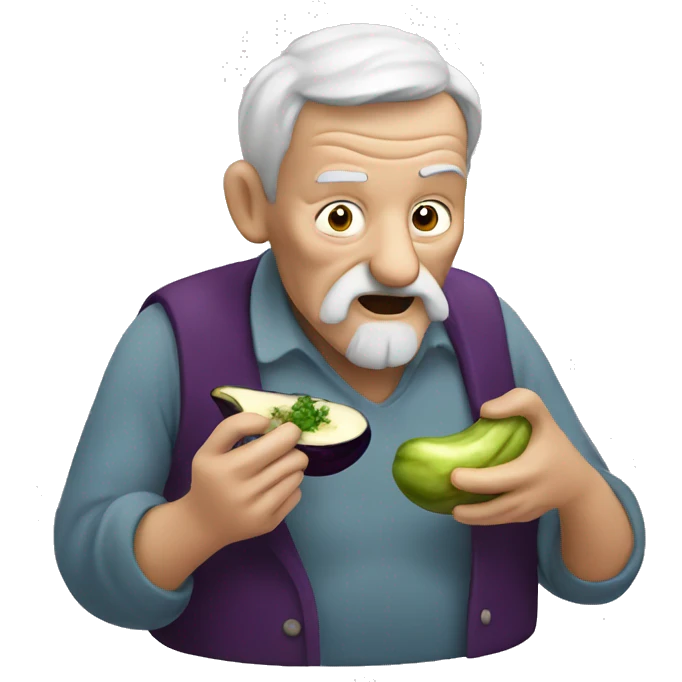old man eating an eggplant emoji