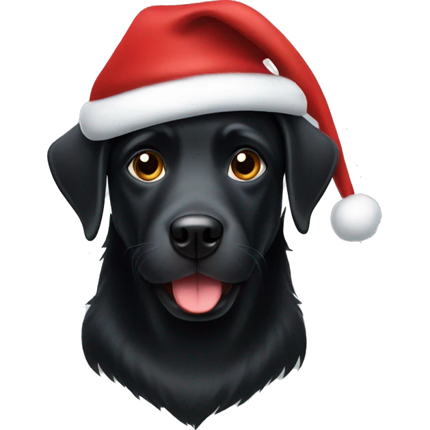 Black dog wearing a santa christmas hat emoji