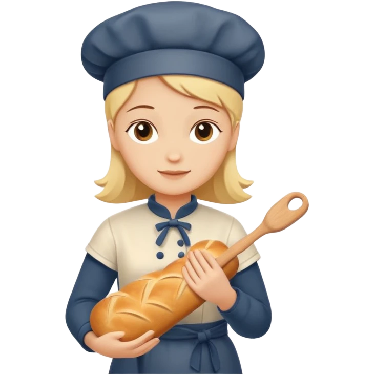Baking humanless avatar in clean vibrant style illustration. Fresh bread and rolling pin, warm golden tones, simple shapes, flat design, high contrast, cozy and friendly. emoji
