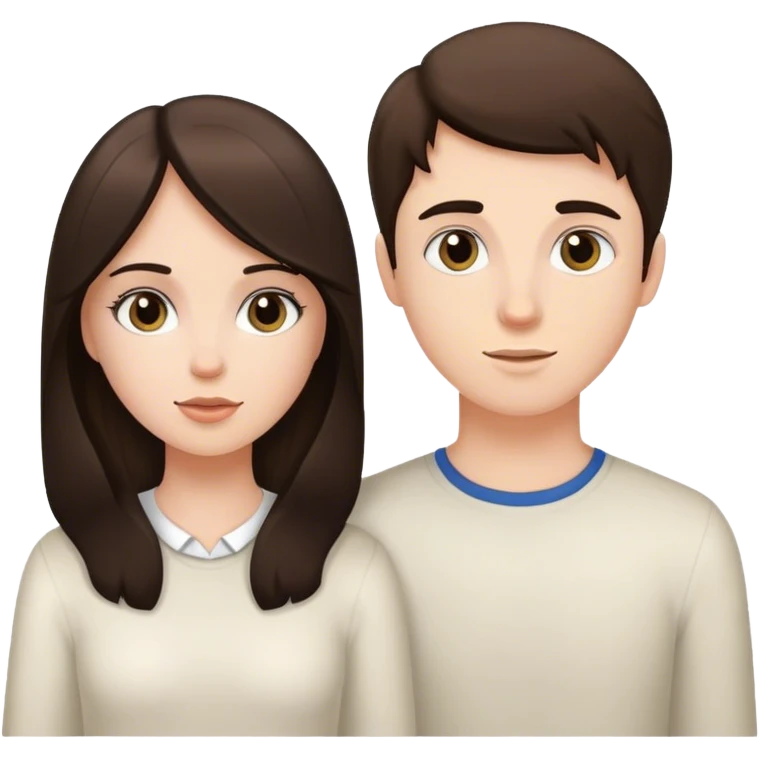 White brunette girl with white brunette boy emoji