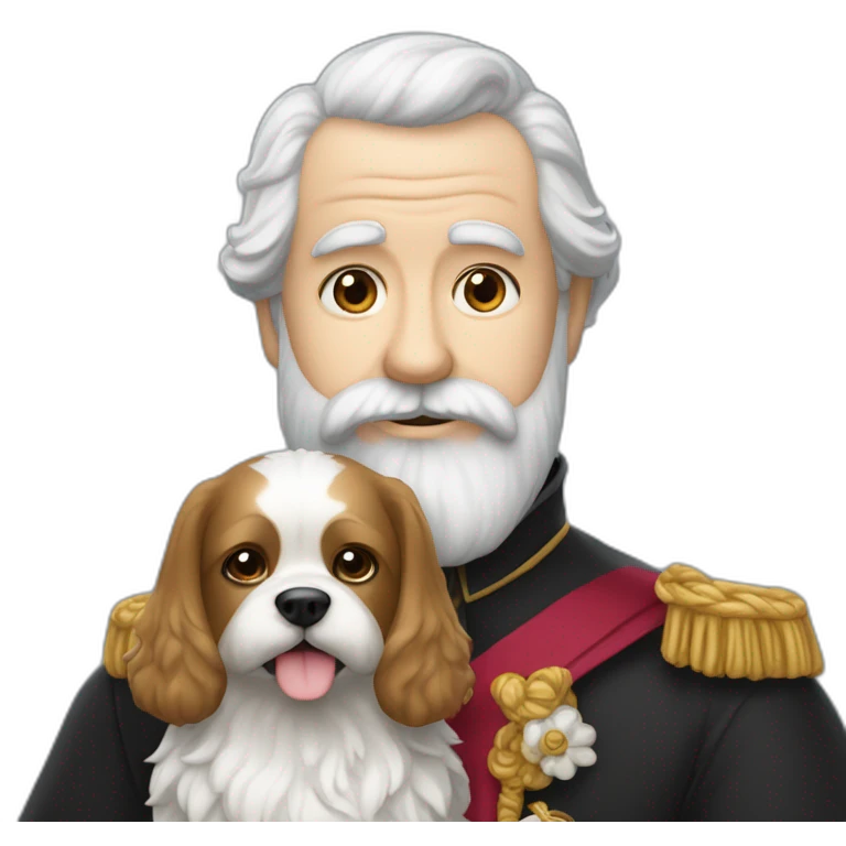 grand homme fin blanc barbu avec un chien en laisse emoji