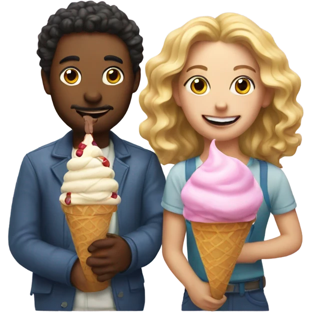 indoor portrait of duo with ice cream emoji