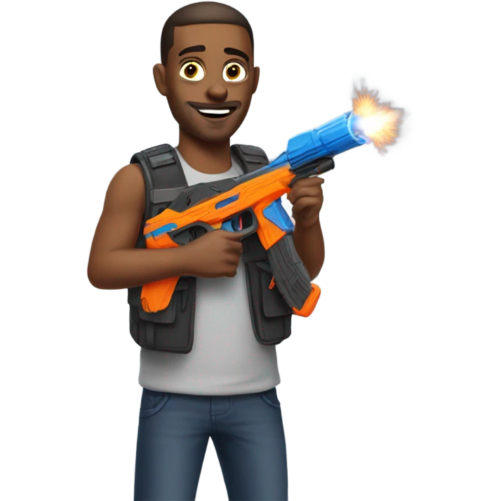 Chill guy shooting nerf guns emoji