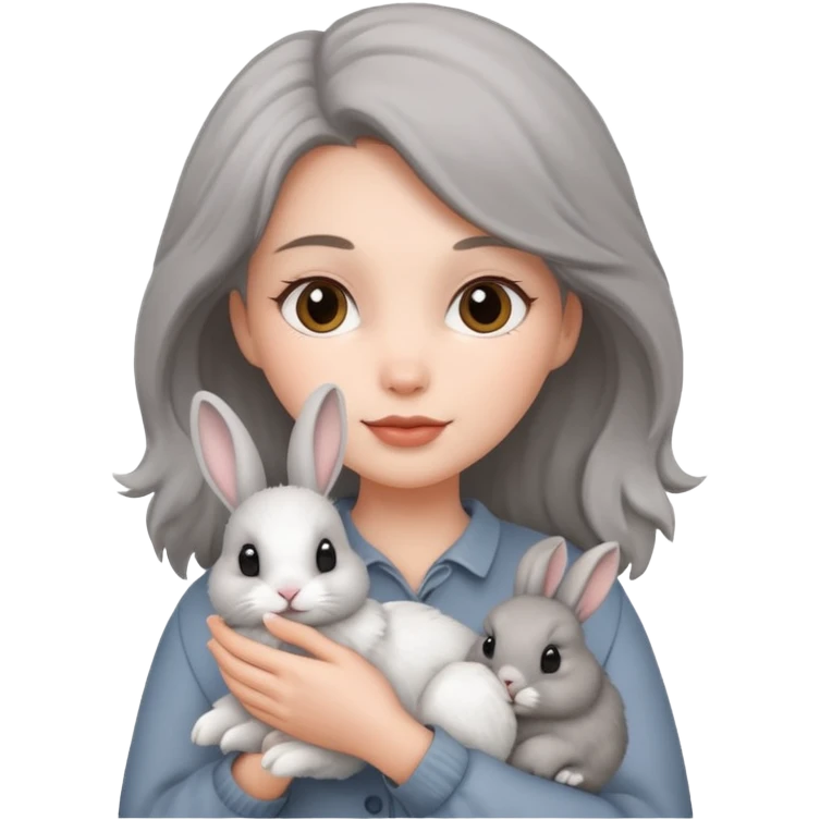Woman holding rabbit  emoji