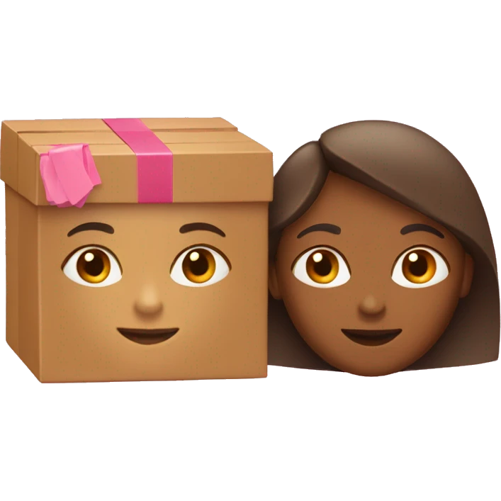 Two tan girls holding a pink rectangular box  emoji