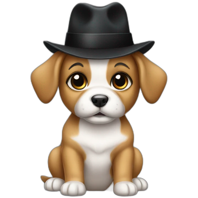 Baby dog with a black hat emoji