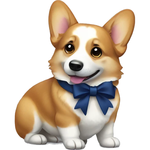 Corgi dog wearing a dark blue bow emoji