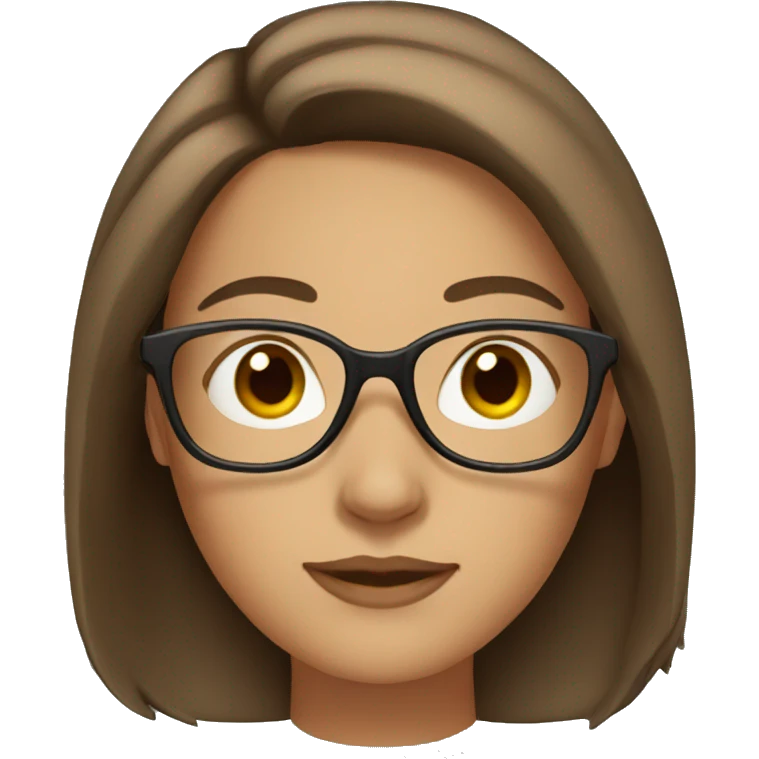 Woman with brown hair and a glasss emoji