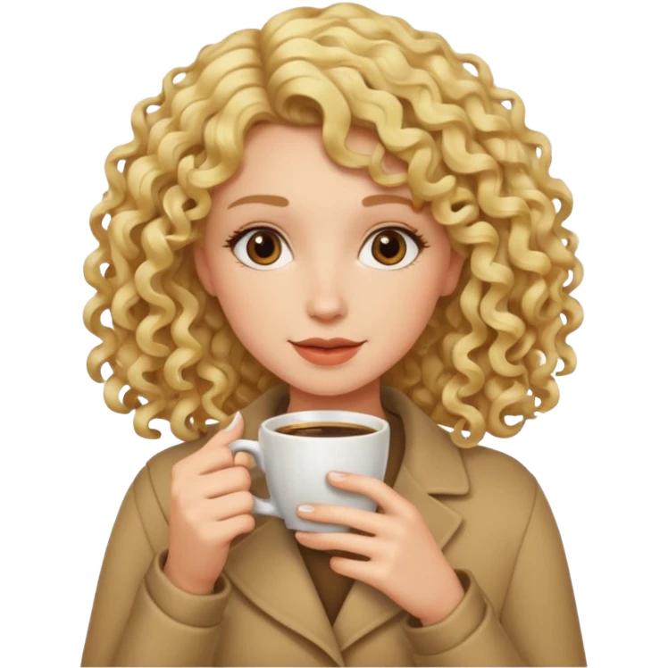 curly blonde woman drink coffee emoji