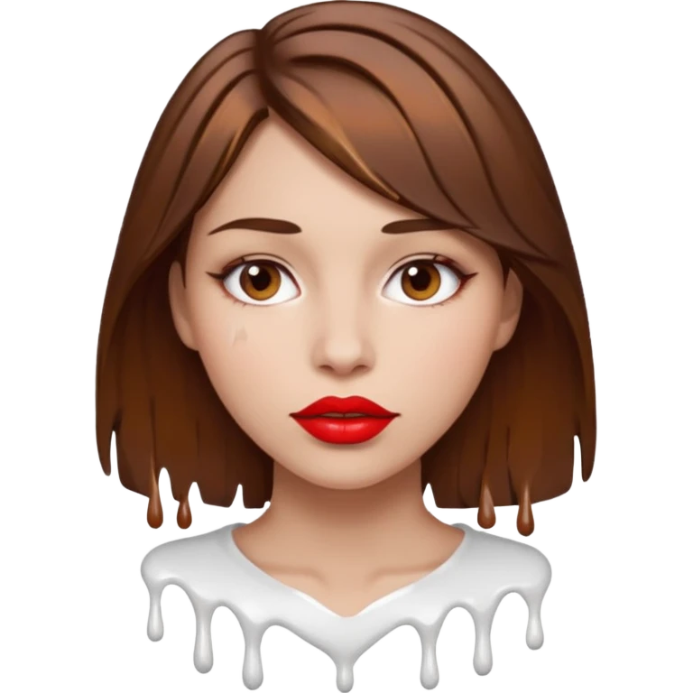 Brown Hair, Woman, white paint drip, face, hot, Sexy, lips emoji