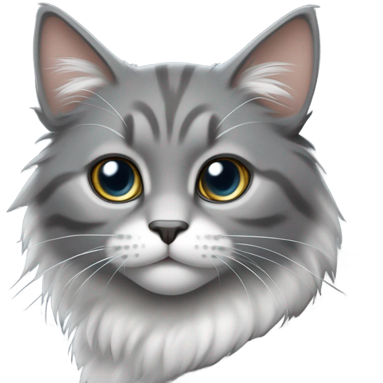 grey cat with white stomach emoji