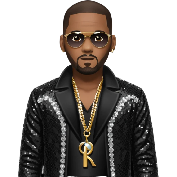 R. Kelly with dark brown hair, black sequin tour outfit emoji