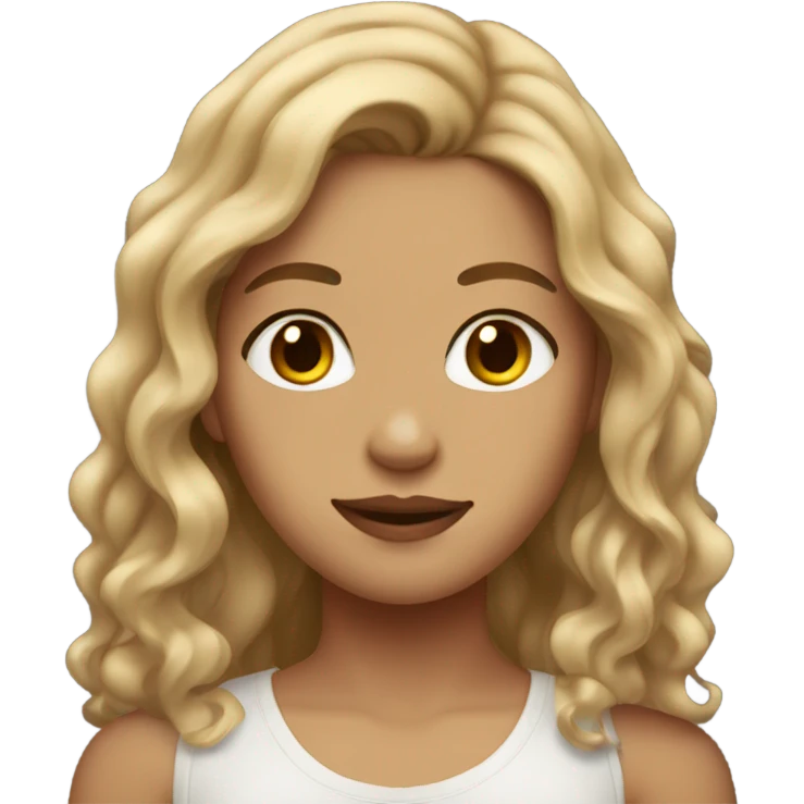 girl with dirty blonde wavy hair and brown eyes emoji
