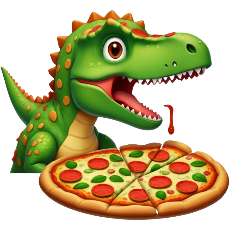 Dinosaur eating Pizza  emoji