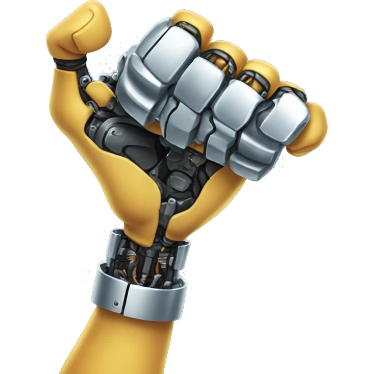 Flexing emoji arm with robot hand emoji