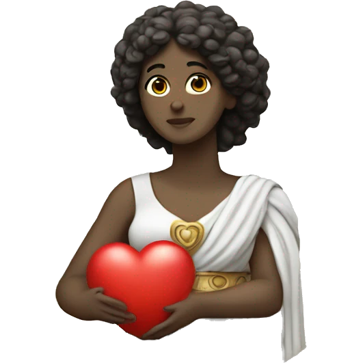 Greek Sappho holds a heart in her hand emoji