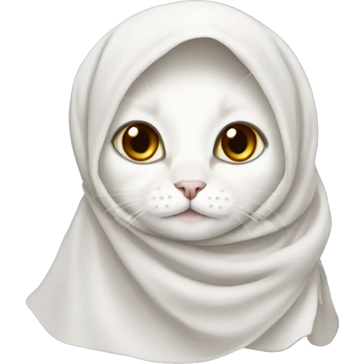 White ragdoll cat wearing hijab headscarf  emoji