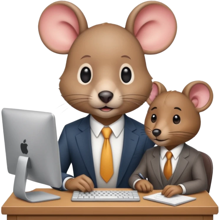 mouse and bear working on a startup emoji